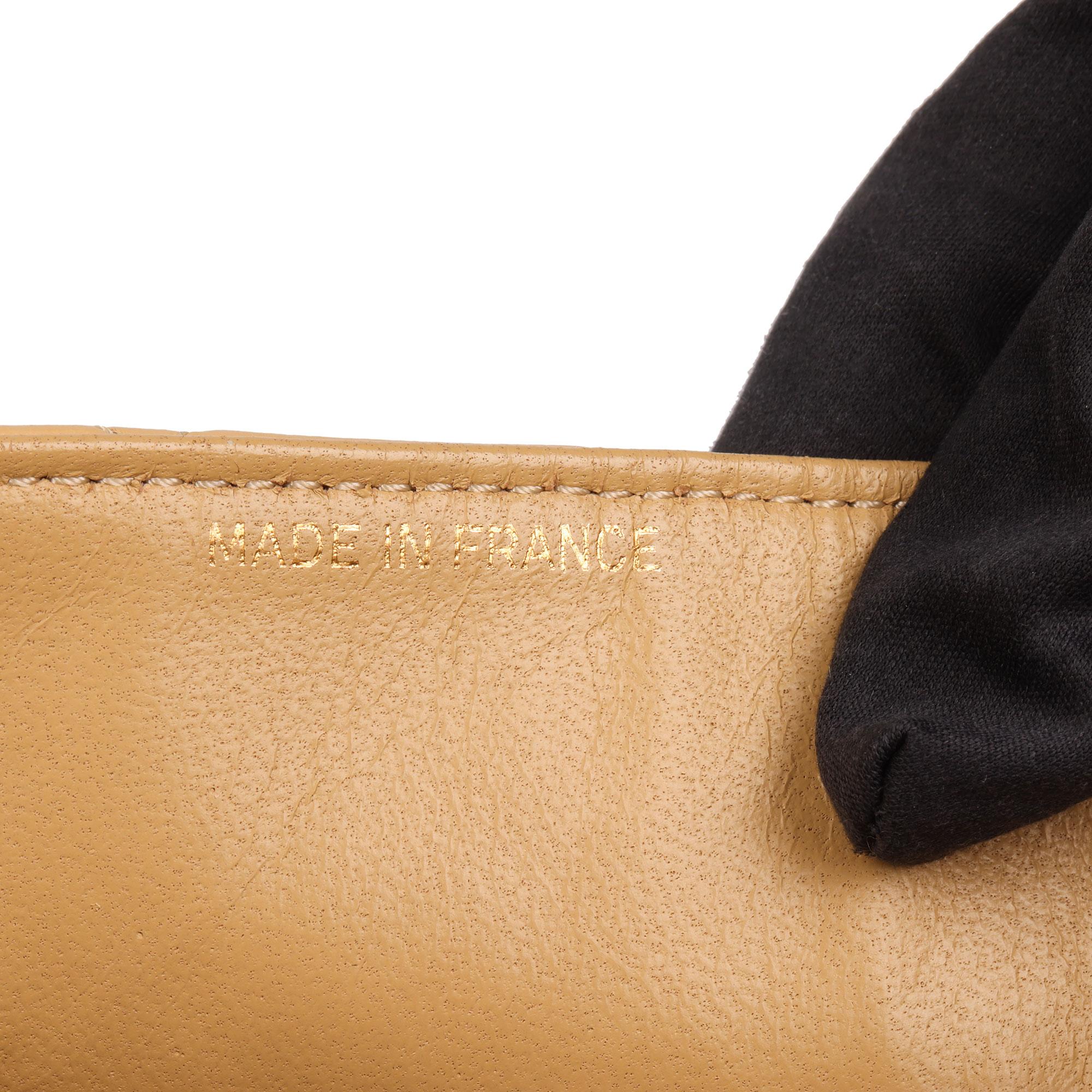 Orange Chanel Beige Quilted Lambskin Vintage Top Handle Mini Flap Bag