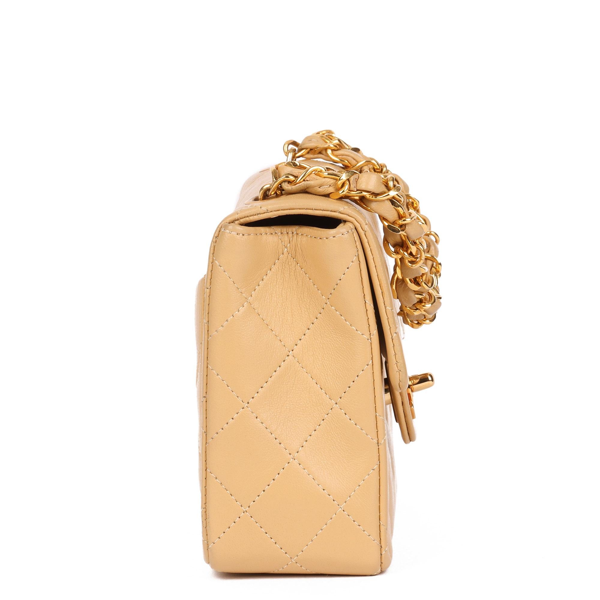 Chanel Beige Quilted Lambskin Vintage Top Handle Mini Flap Bag 3