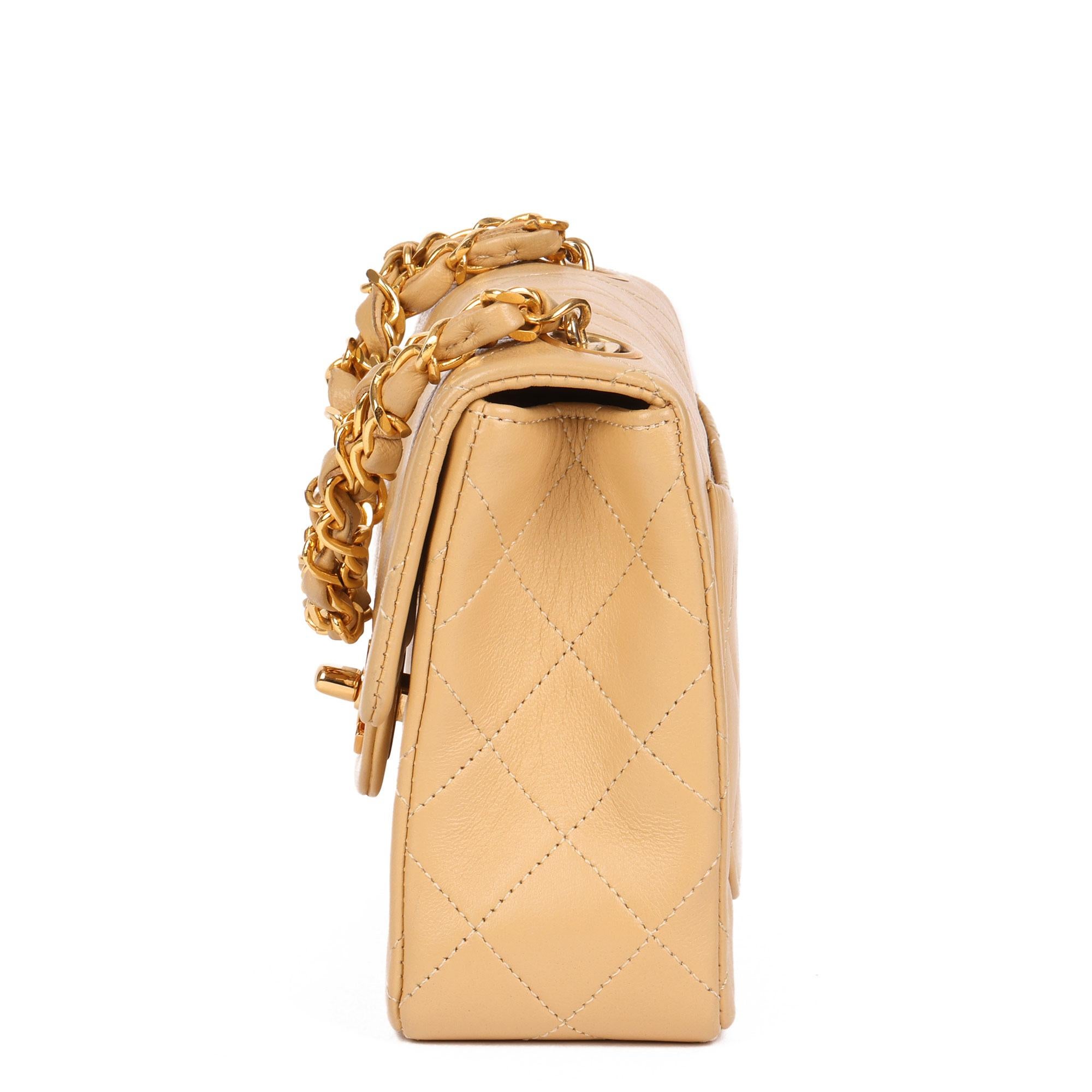 Chanel Beige Quilted Lambskin Vintage Top Handle Mini Flap Bag 4