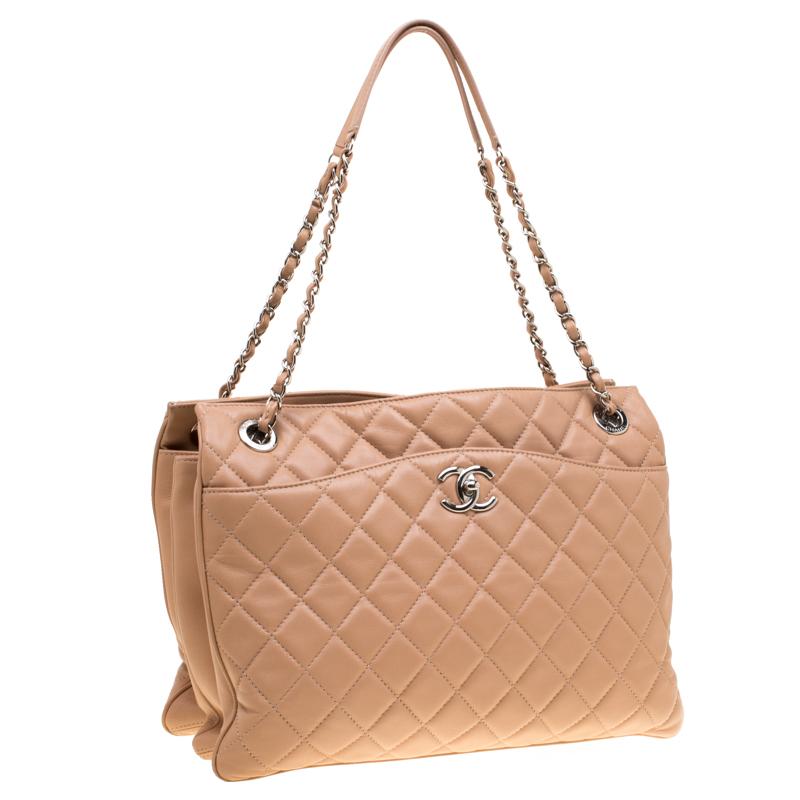 Women's Chanel Beige Quilted Leather 3 Bag Shoulder Bag