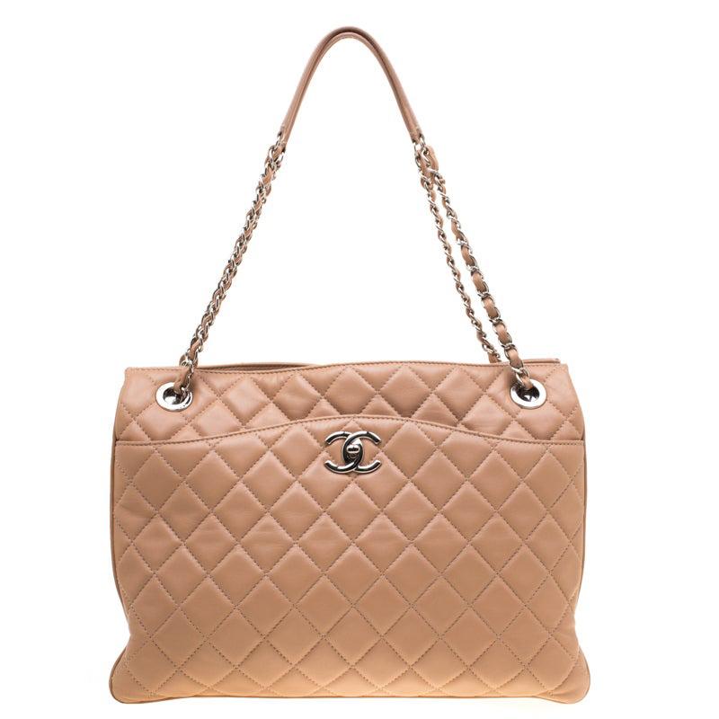 Chanel Beige Quilted Leather 3 Bag Shoulder Bag