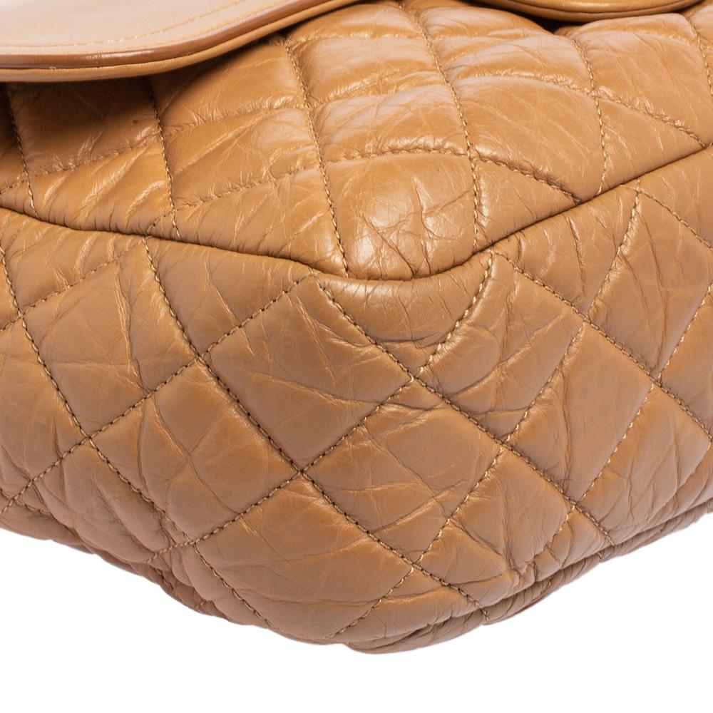 Chanel Beige Quilted Leather And Leather Jumbo Easy Flap Bag 7