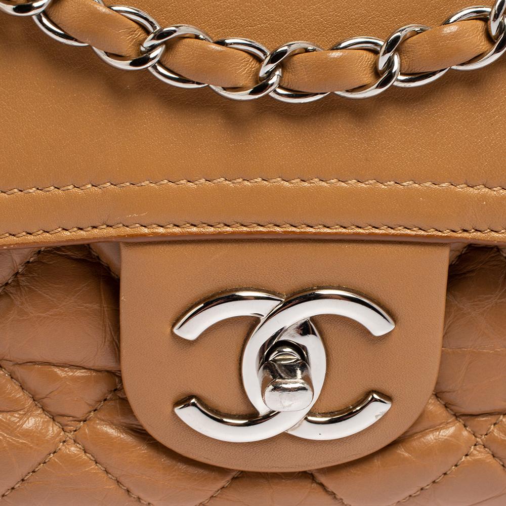 Chanel Beige Quilted Leather And Leather Jumbo Easy Flap Bag 8