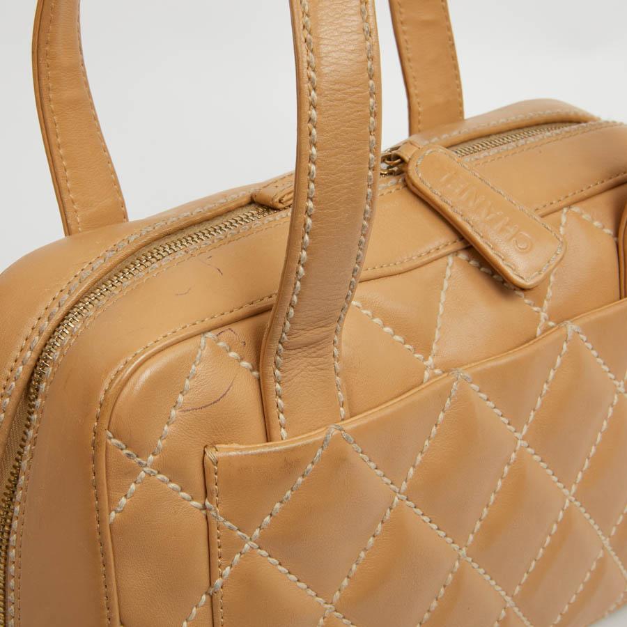 chanel tan quilted bag