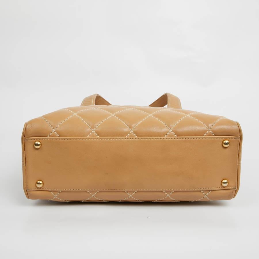 CHANEL Beige Quilted Leather Bag 1