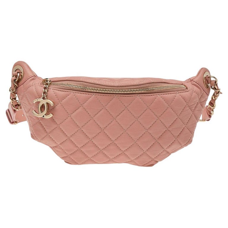 Chanel Beige Quilted Leather Banane Waist Bag at 1stDibs