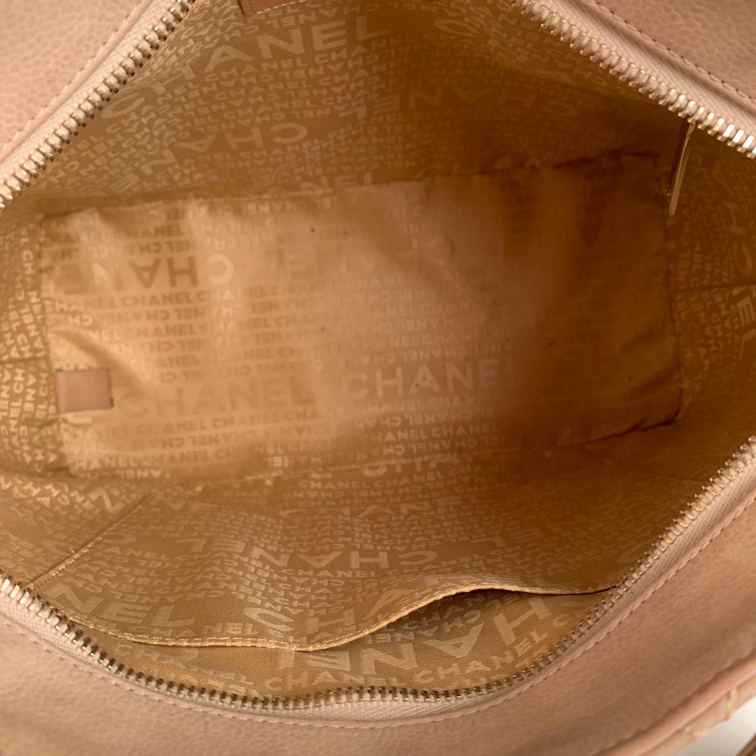 Chanel Beige Quilted Leather CC Logo Tote Shoulder Bag 5