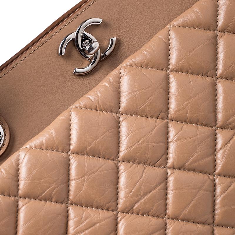 Women's Chanel Beige Quilted Leather CC Shopper Tote