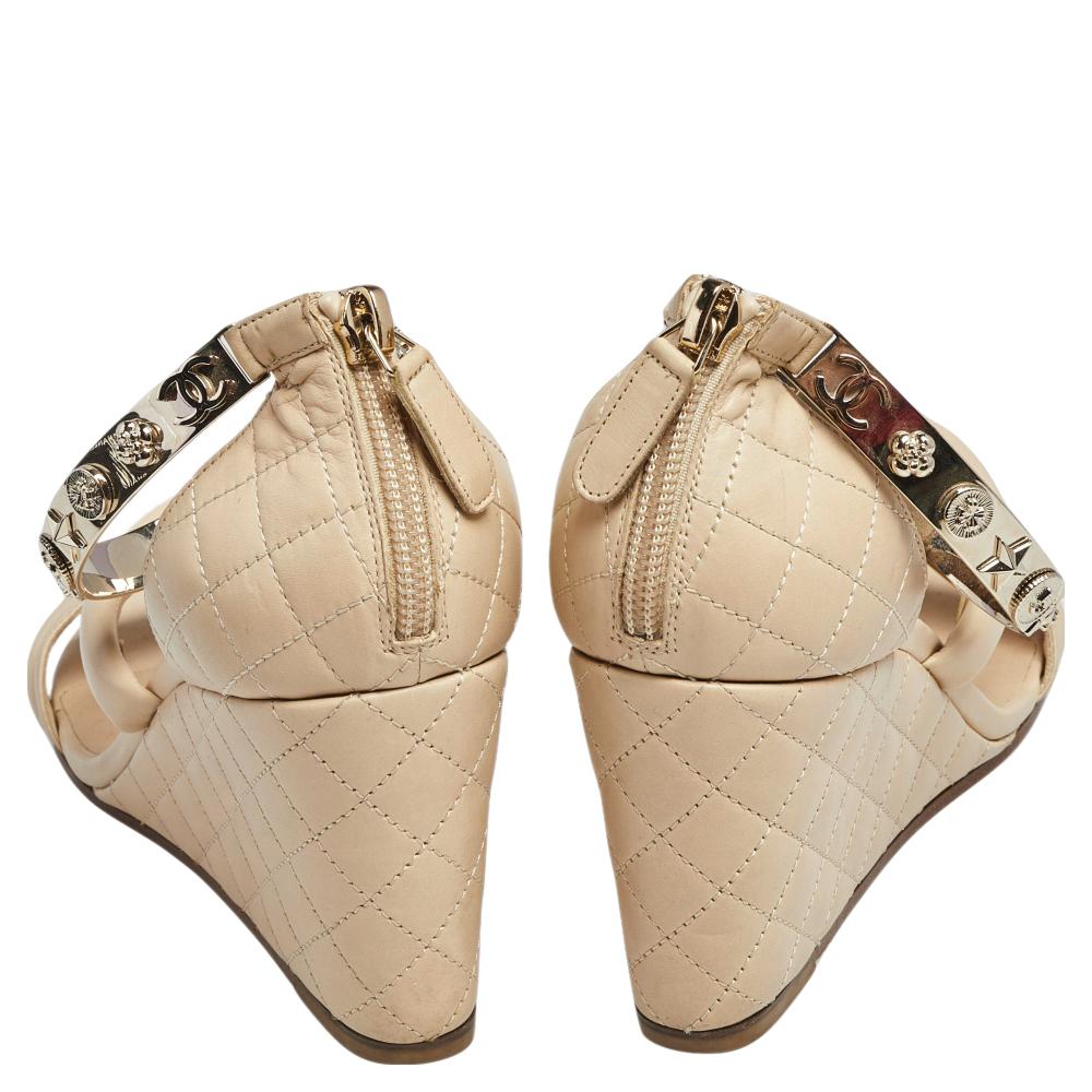 chanel quilted wedge sandals