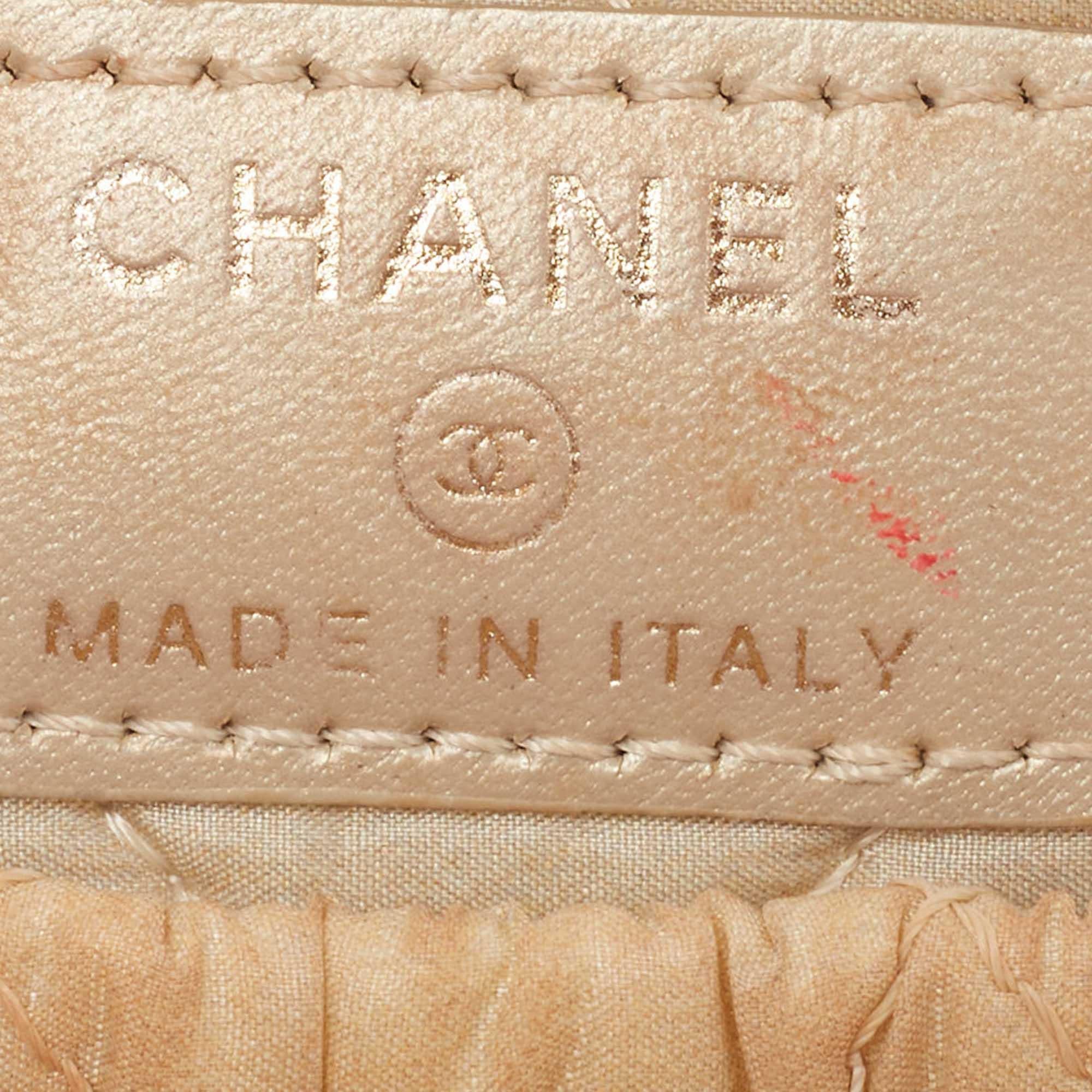 Chanel Beige Quilted Leather Cosmetic Pouch 6