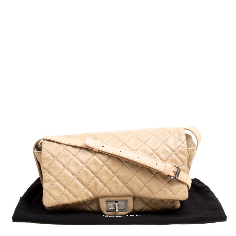 Chanel Beige Quilted Leather Crossbody Bag 4