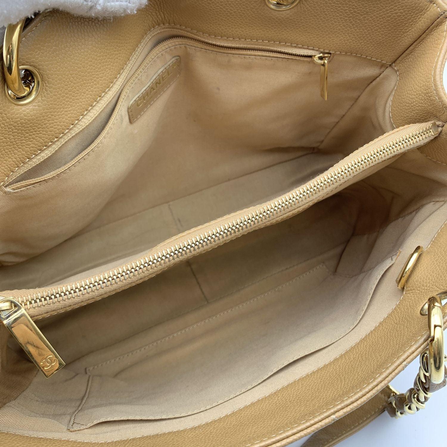 Chanel Beige Quilted Leather GST Grand Shopping Tote Bag For Sale 2