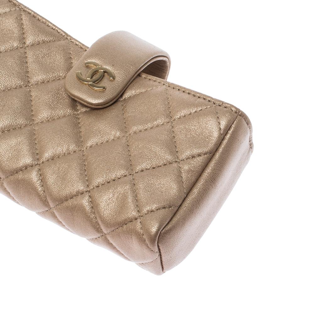 Chanel Beige Quilted Leather iPhone Pouch 6