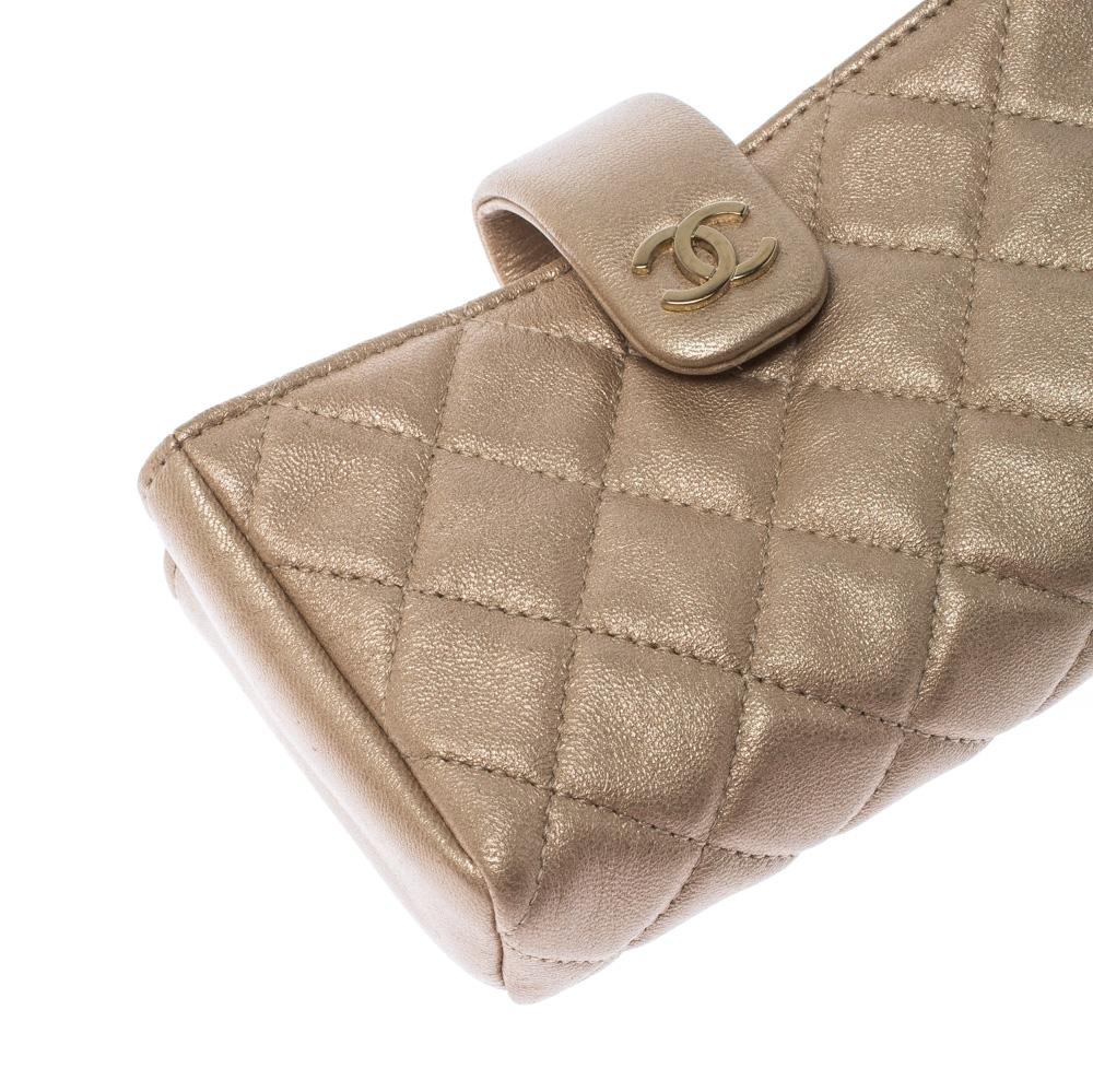 Chanel Beige Quilted Leather iPhone Pouch 3