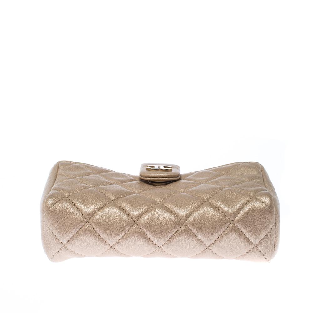 Chanel Beige Quilted Leather iPhone Pouch 4