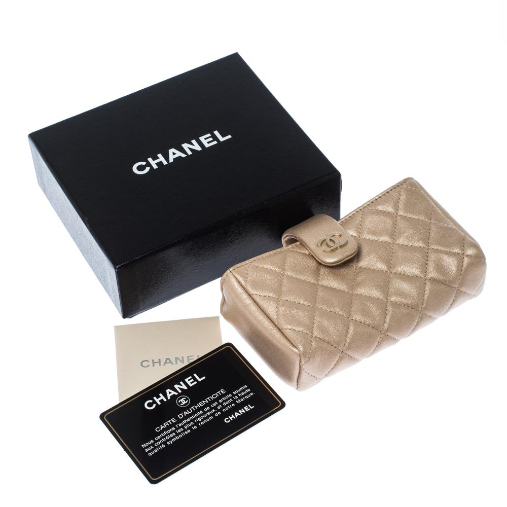Chanel Beige Quilted Leather iPhone Pouch 5