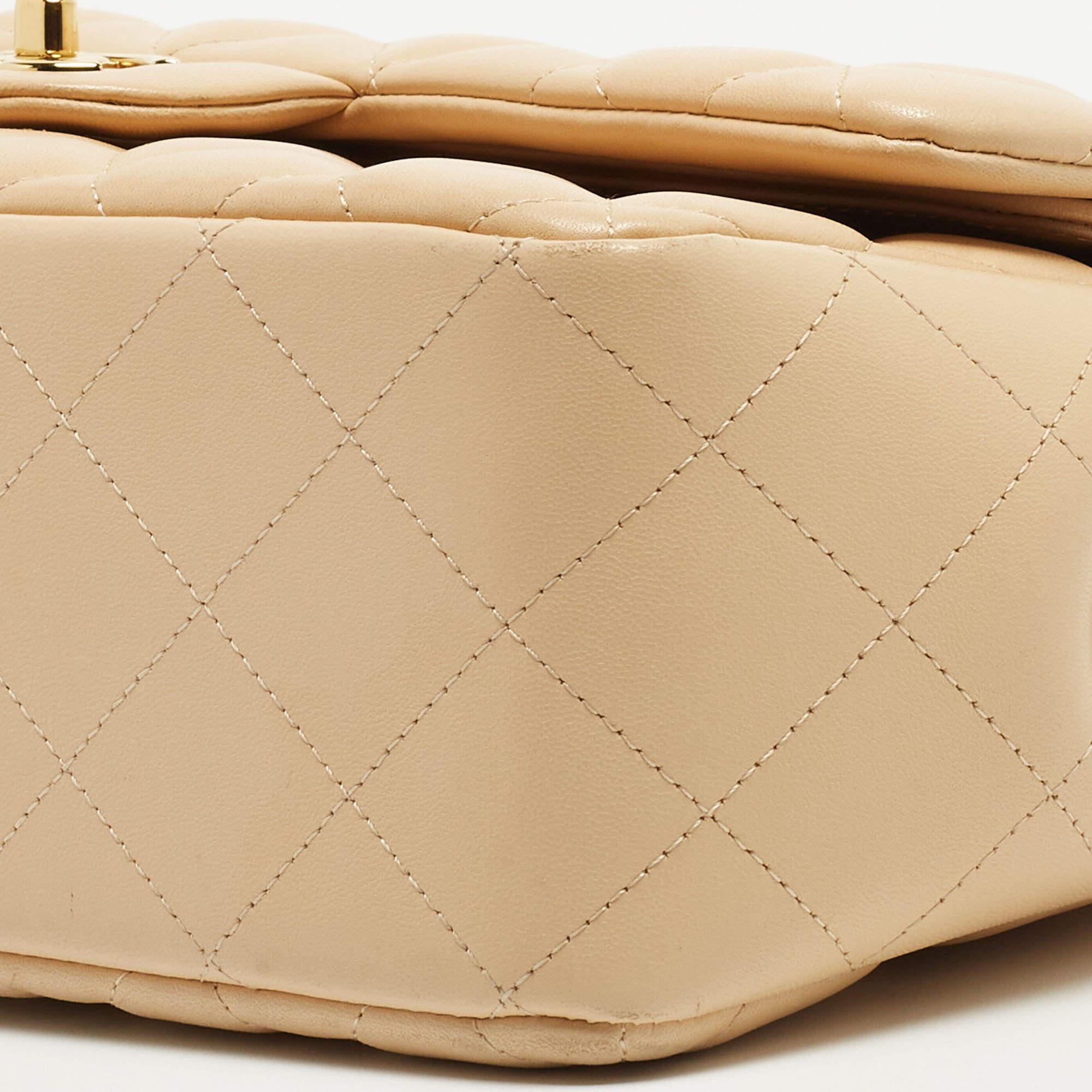 Chanel Beige Quilted Leather Jumbo Classic Double Flap Bag 8