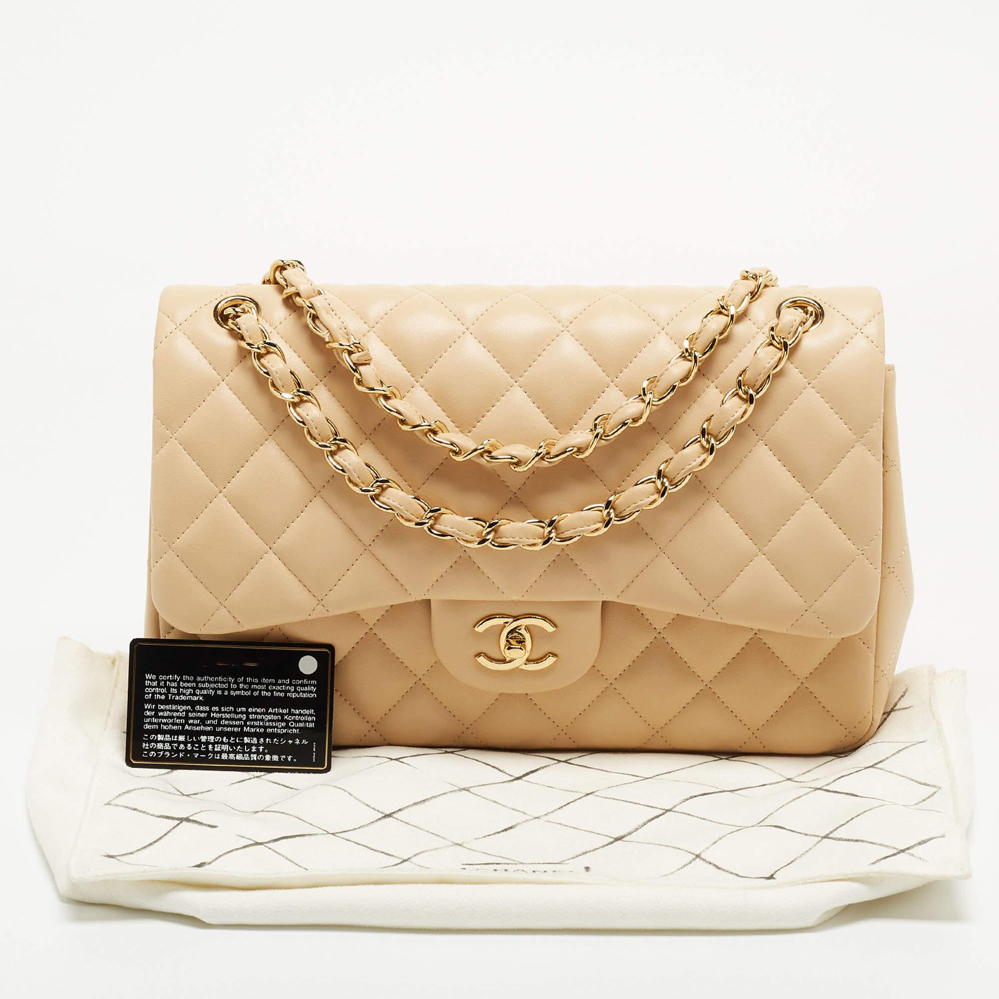 Chanel Beige Quilted Leather Jumbo Classic Double Flap Bag 9