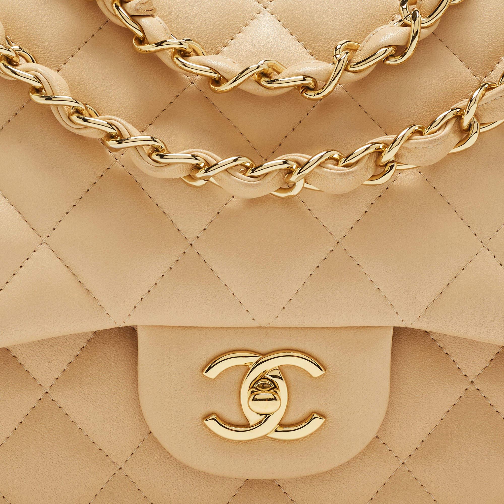Chanel Beige Quilted Leather Jumbo Classic Double Flap Bag 10