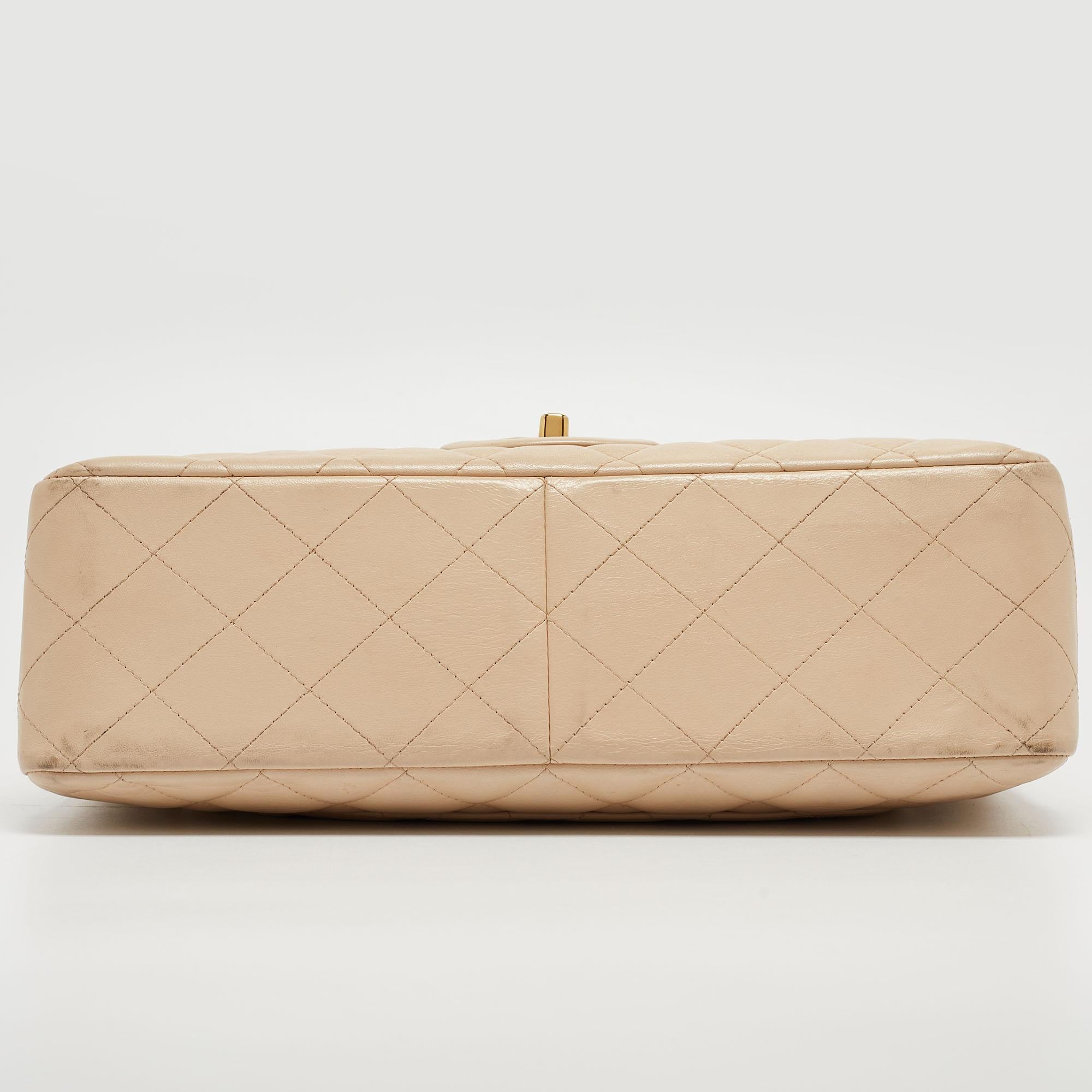 Chanel Beige Quilted Leather Jumbo Classic Single Flap Bag 1