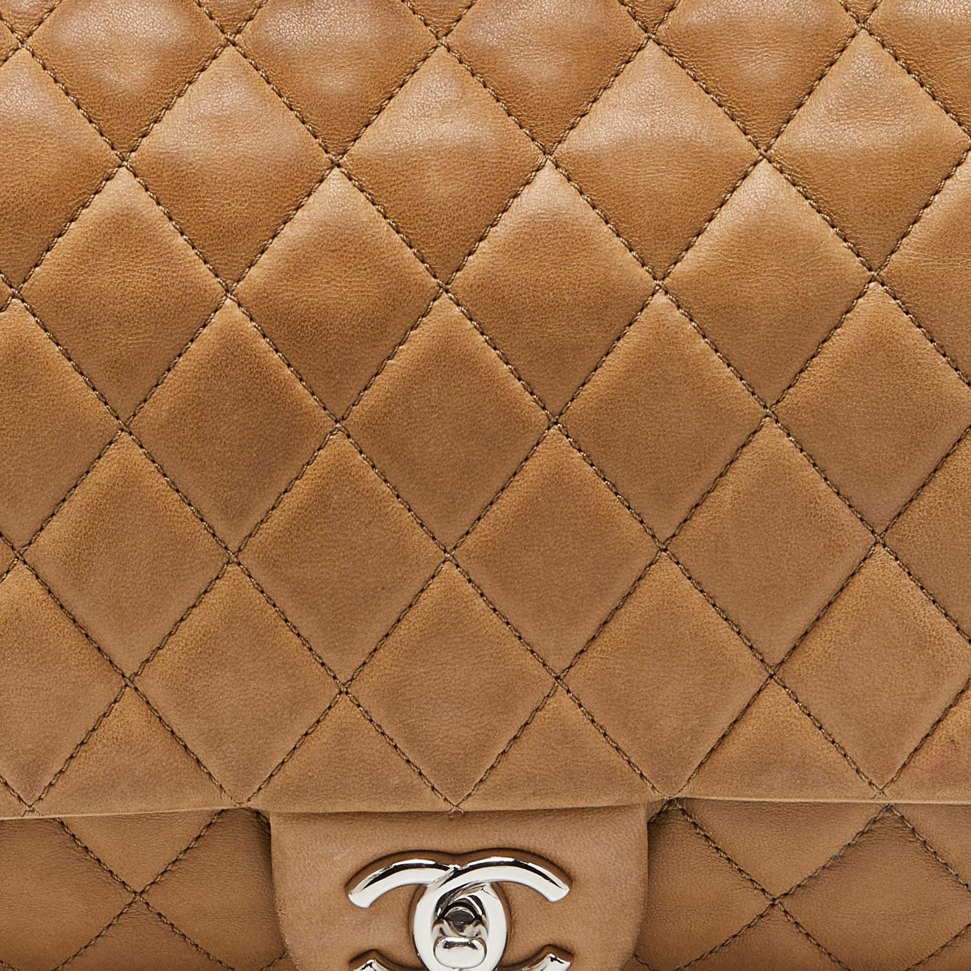 Chanel Beige Quilted Leather Jumbo Coco Rain Flap Bag 6