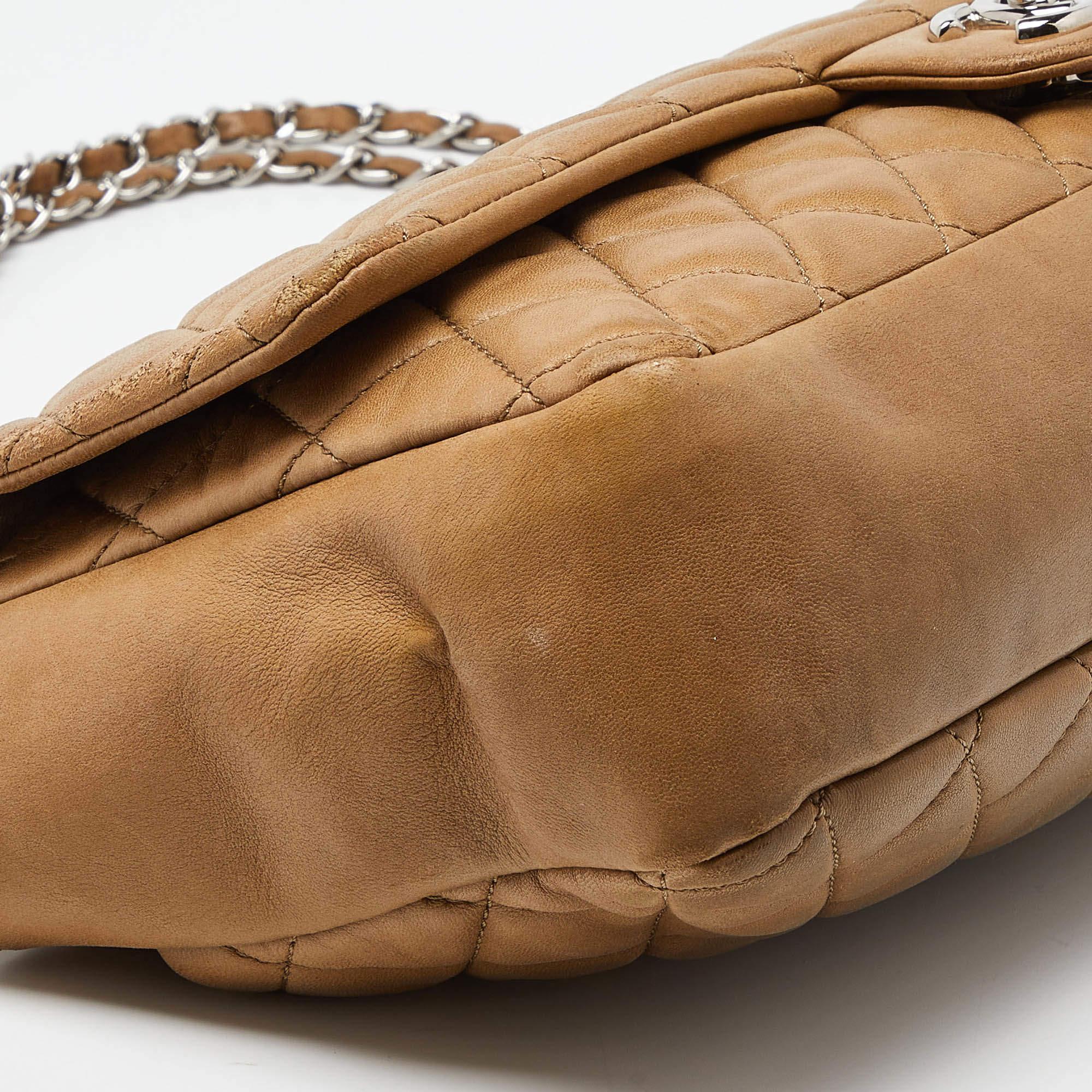 Chanel Beige Quilted Leather Jumbo Coco Rain Flap Bag 2