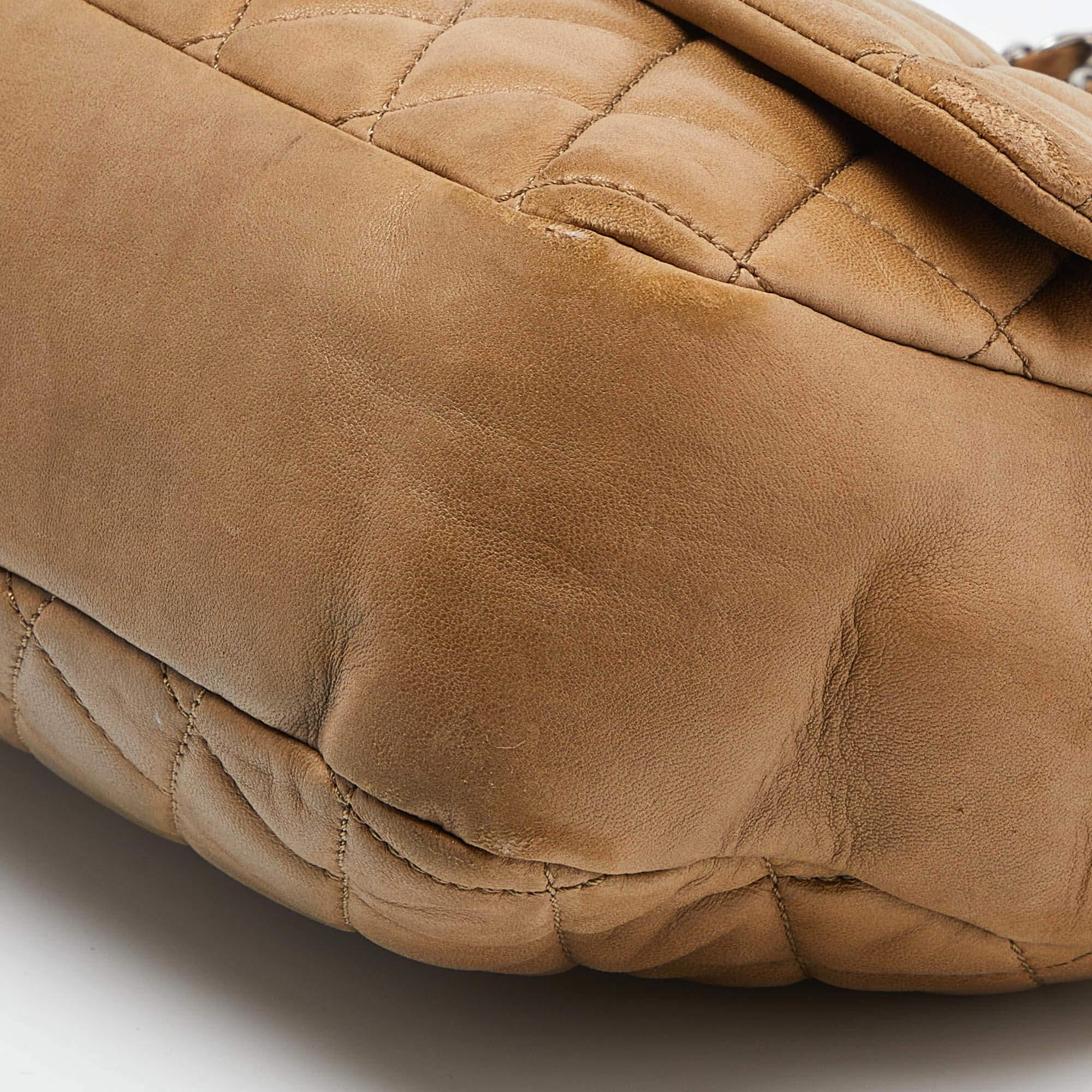 Chanel Beige Quilted Leather Jumbo Coco Rain Flap Bag 3