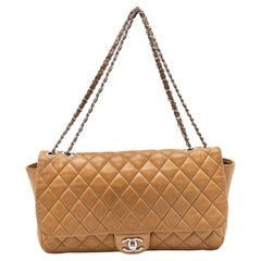 Chanel Beige Quilted Leather Jumbo Coco Rain Flap Bag
