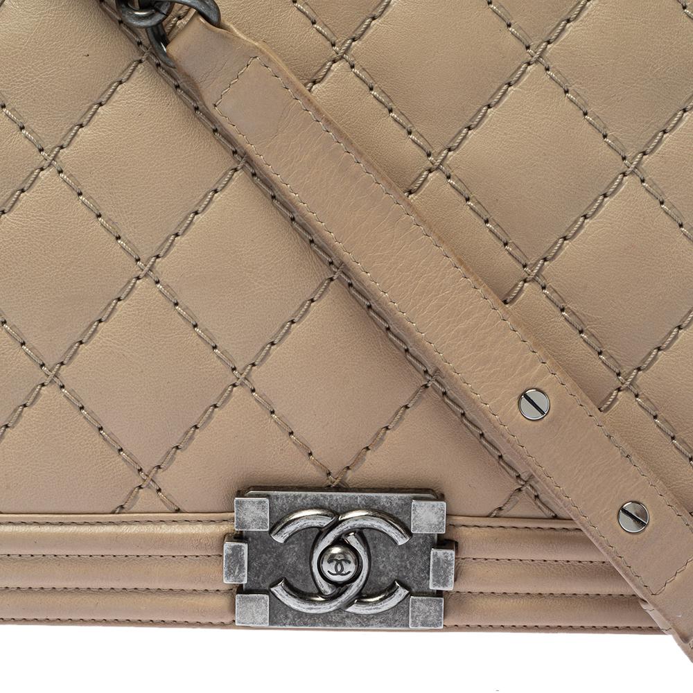 Chanel Beige Quilted Leather Large Boy Flap Bag 7