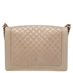 Chanel Beige Quilted Leather Large Boy Flap Bag