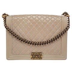 Chanel Beige Quilted Leather Large Boy Flap Bag
