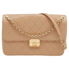 Chanel Beige Gestepptes Leder Große Chic With Me Klappentasche
