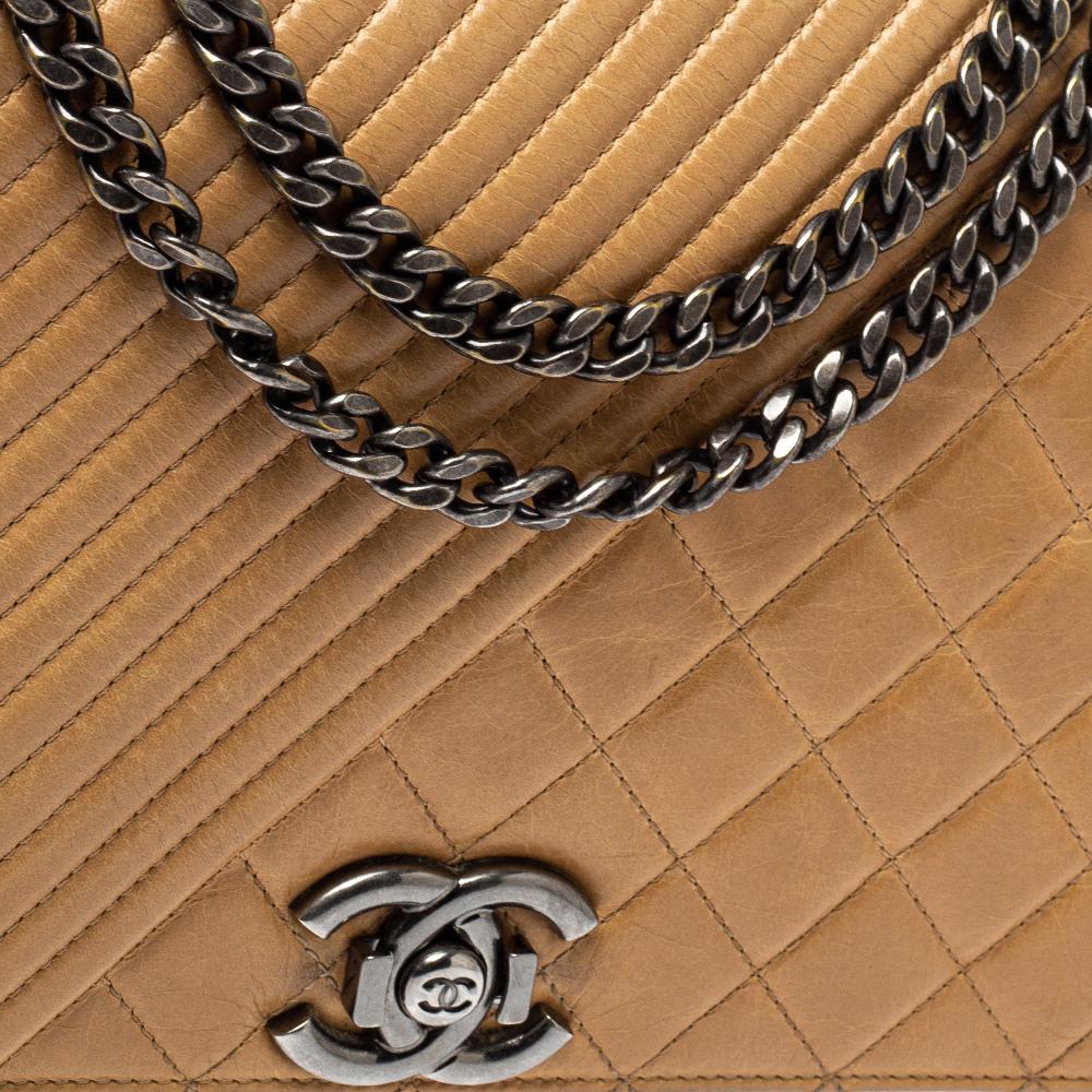Chanel Beige Quilted Leather Large Coco Boy Flap Bag 5