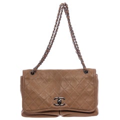 Chanel Beige Quilted Leather Large Messenger Bag