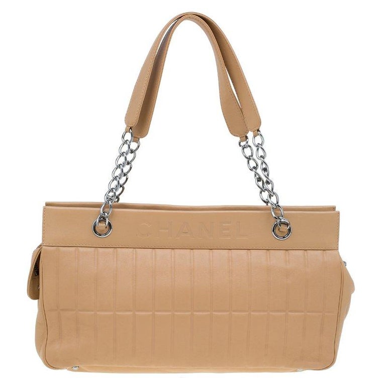 Chanel Beige Quilted Leather LAX East West Shoulder Bag For Sale at 1stDibs