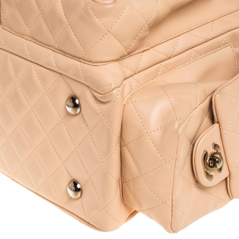 Chanel Beige Quilted Leather Ligne Cambon Reporter Bag 4