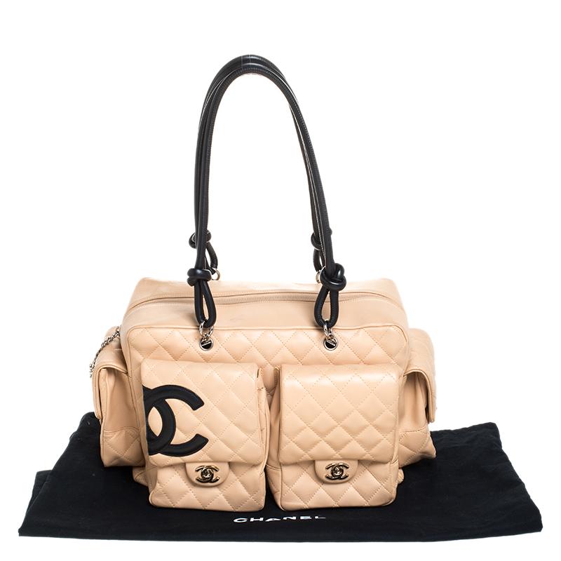 Chanel Beige Quilted Leather Ligne Cambon Reporter Bag 6