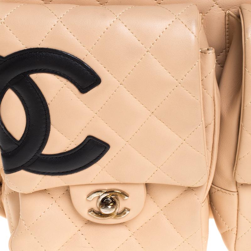 Chanel Beige Quilted Leather Ligne Cambon Reporter Bag 1