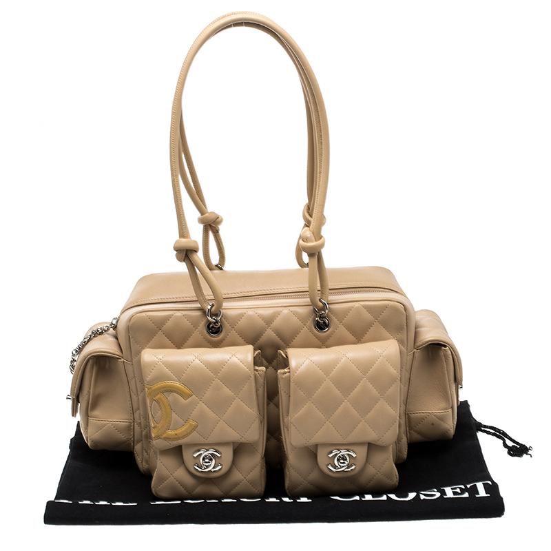 Chanel Beige Quilted Leather Ligne Cambon Reporter Bag 2