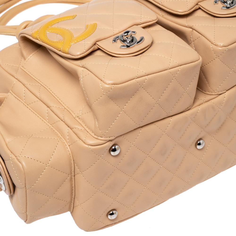 Chanel Beige Quilted Leather Ligne Cambon Reporter Bag 5