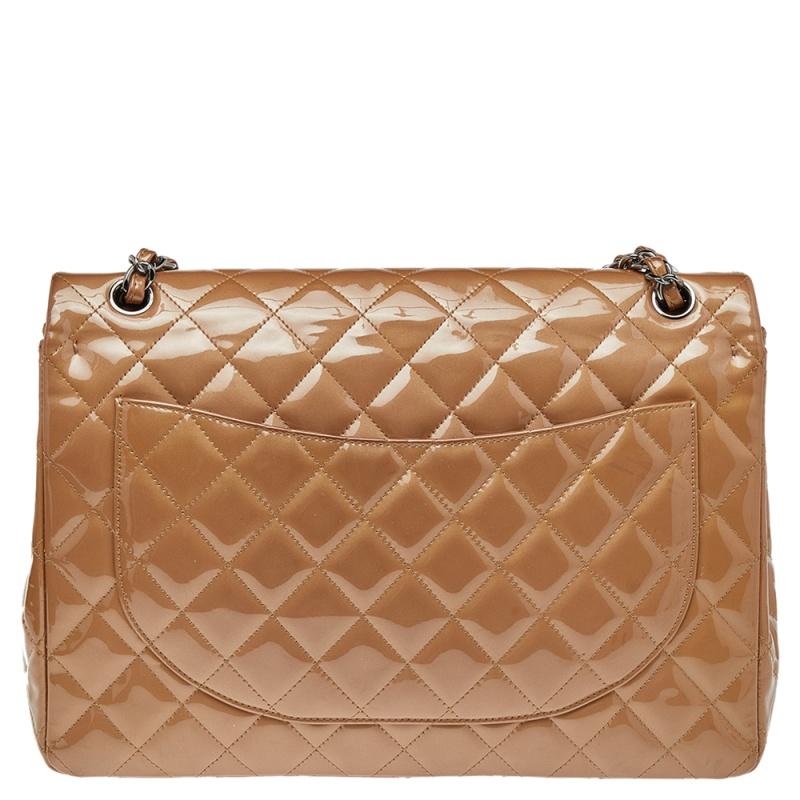 Chanel Beige Quilted Leather Maxi Classic Double Flap Bag 4