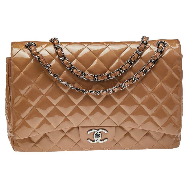 Chanel Beige Quilted Leather Maxi Classic Double Flap Bag