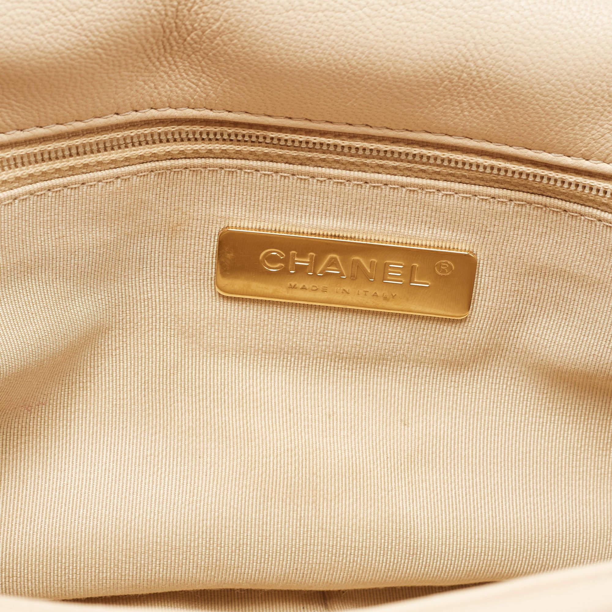 Chanel Beige Quilted Leather Medium 19 Flap Bag 5