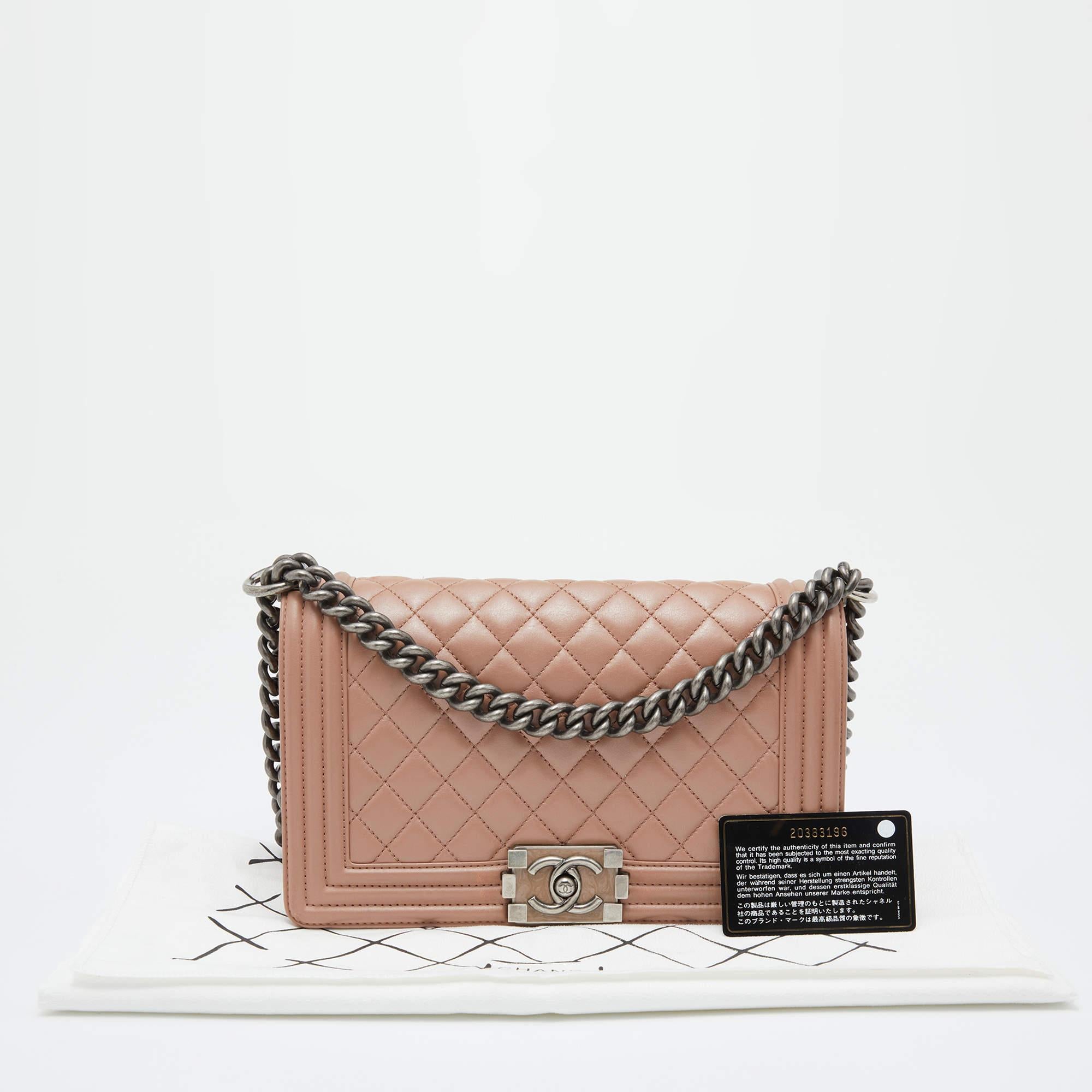 Chanel Beige Quilted Leather Medium Boy Flap Bag 9