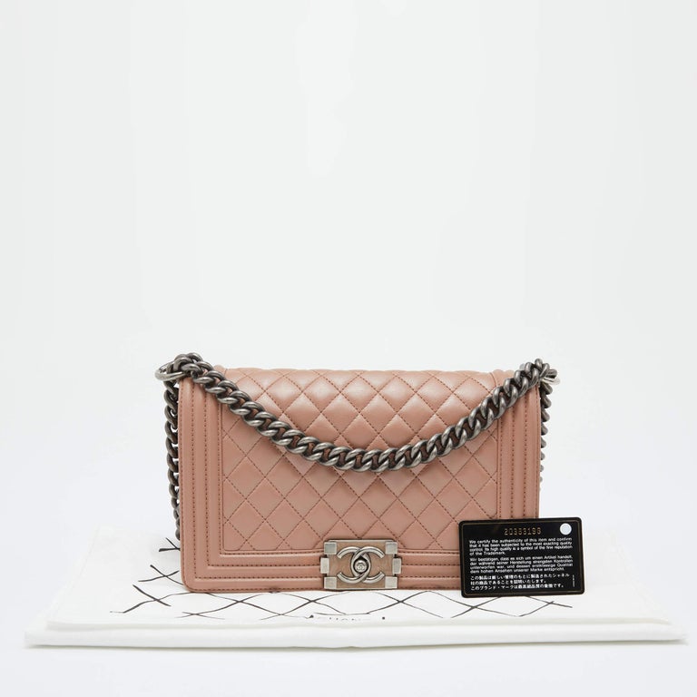 Chanel Beige Quilted Leather Medium Boy Flap Bag For Sale 9