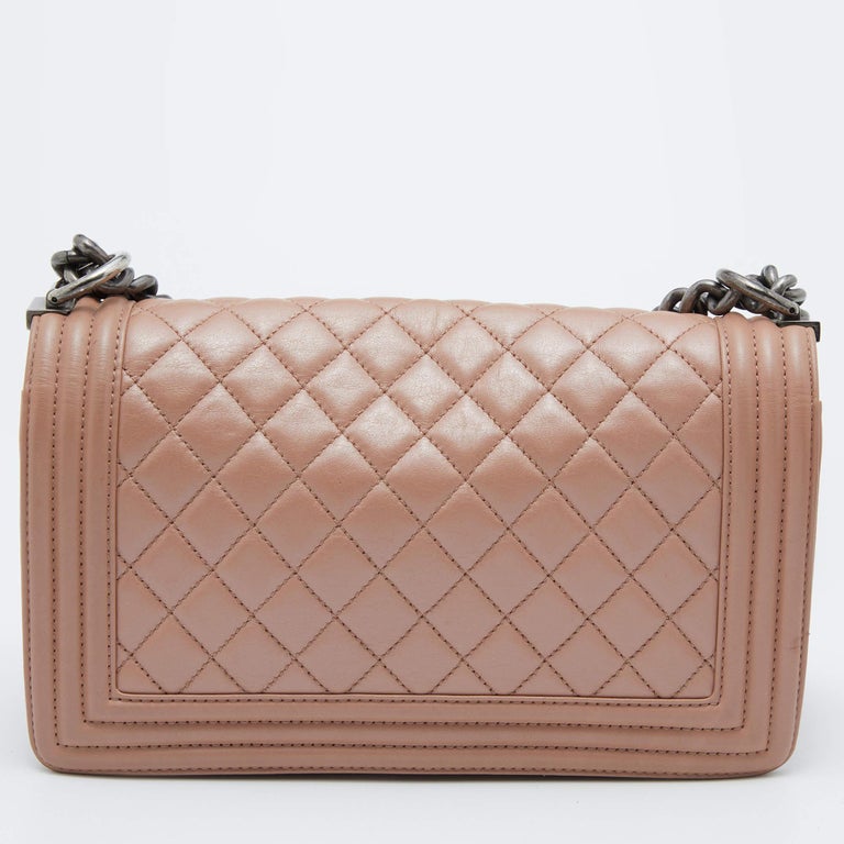 Chanel Beige Quilted Leather Medium Boy Flap Bag For Sale 3