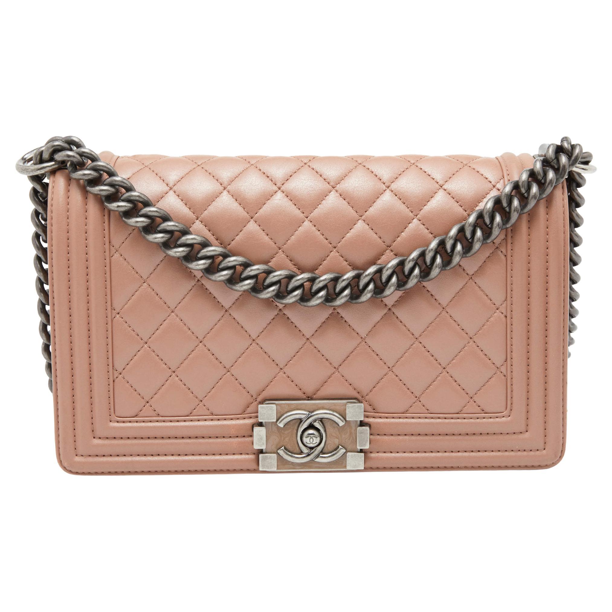 Chanel Beige Quilted Leather Medium Boy Flap Bag