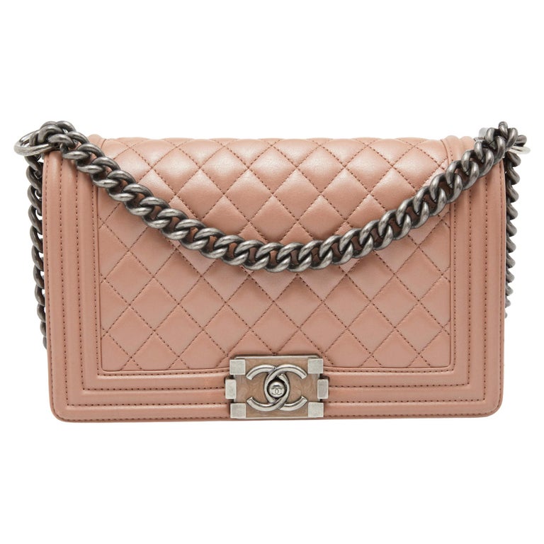 Chanel Beige Quilted Leather Medium Boy Flap Bag For Sale