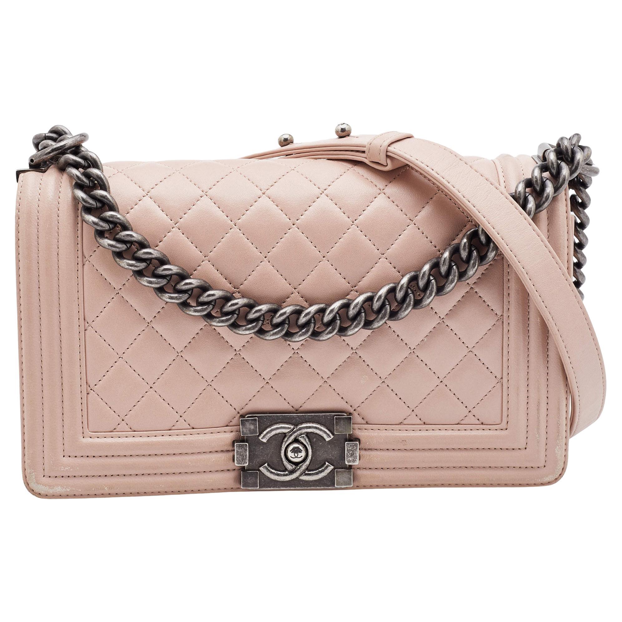 Chanel Beige Quilted Leather Medium Boy Flap Bag