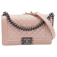 Chanel Beige Quilted Leather Medium Boy Flap Bag